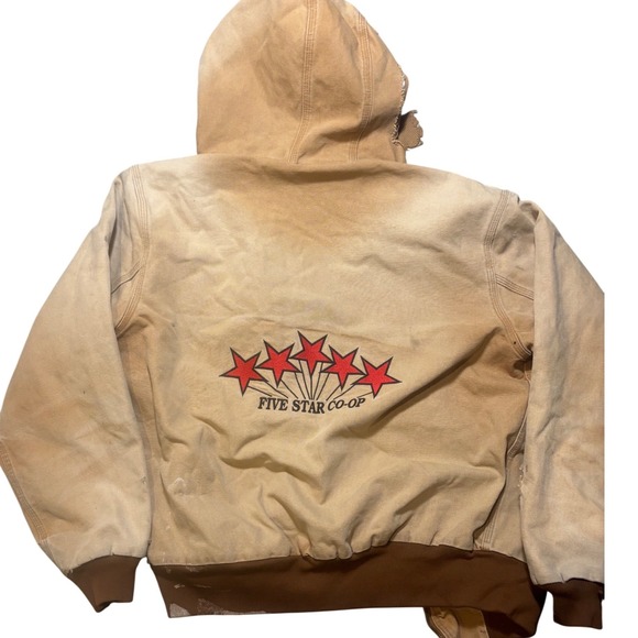 Carhartt Mens J131 BRN Active Jacket Brown Duck Canvas Distressed Large Faded - Picture 5 of 8